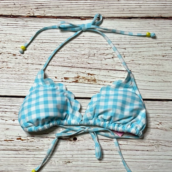 NWT Stoney Clover Lane X Target Blue Gingham Triangle Bikini Top Sz XXS and S - Picture 10 of 14